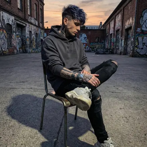 Modern Anime-Inspired Street Fashion: Young Man Portrait