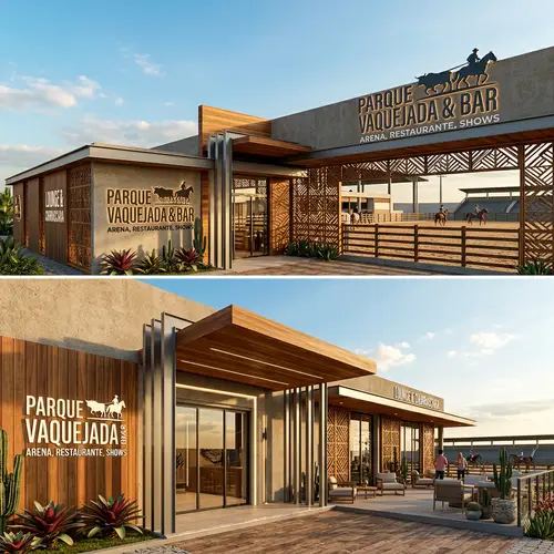 Modern Bar Facade with Vaquejada Park Area