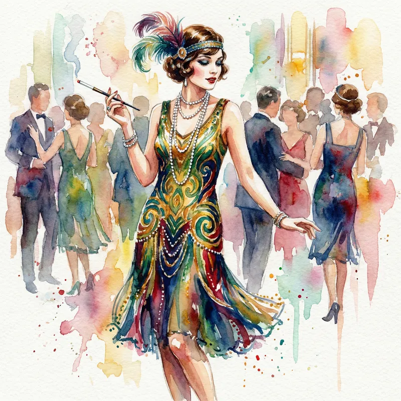 1920s Flapper Dress Art: A Wealthy Lady's Style