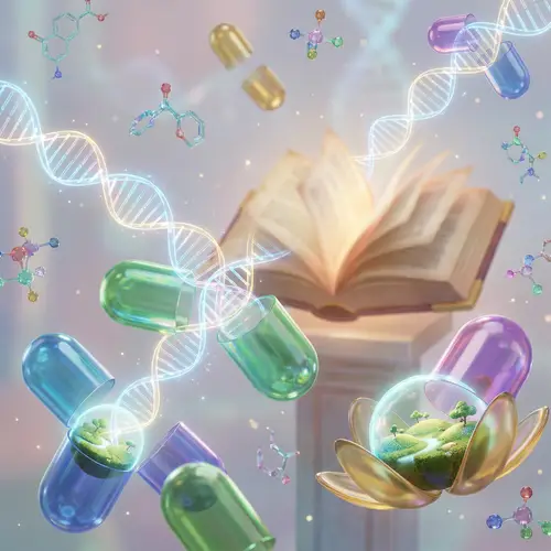 Abstract Medication Concept with DNA and Landscapes