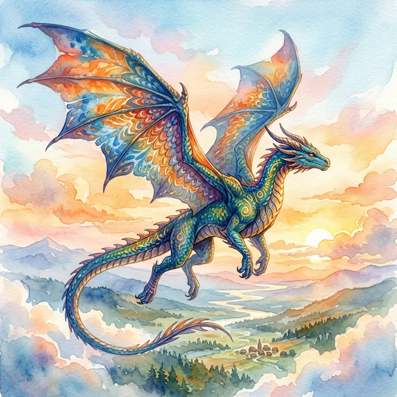 Imagine Yourself as a Majestic Dragon in Watercolor Style