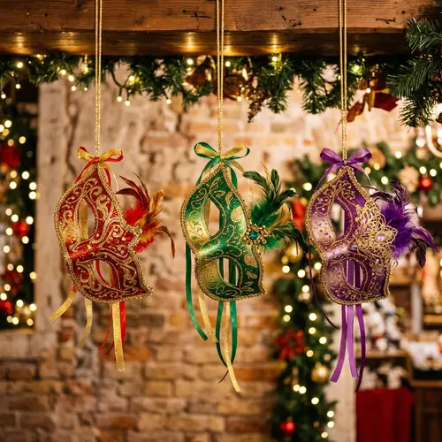 Colorful Venetian Half Masques for Holiday Decor
