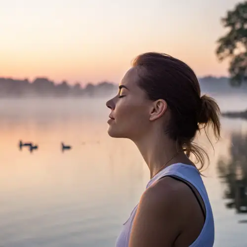 Serene Woman Meditating at Dawn | Spa Art