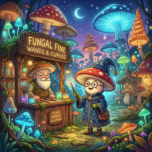 Magical Talking Mushroom in Fungi Fantasy World