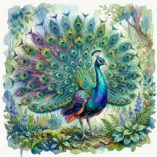 Majestic Peacock Watercolor Art - Nature-Inspired Beauty