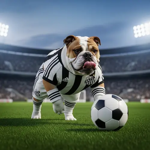 Bulldog Soccer Player in Santos Uniform