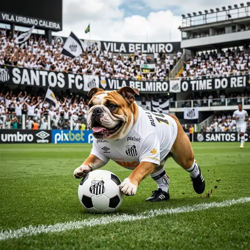Bulldog Soccer Player in Santos Uniform