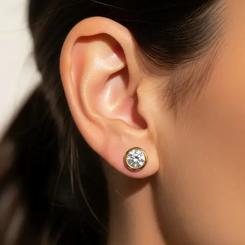 Stunning 1 Carat Diamond Earstuds in Yellow Gold