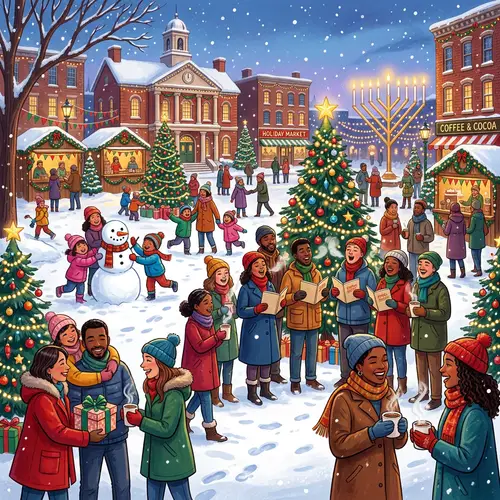 Holiday Season Celebration: Joyful Winter Scene with Festive Cheer