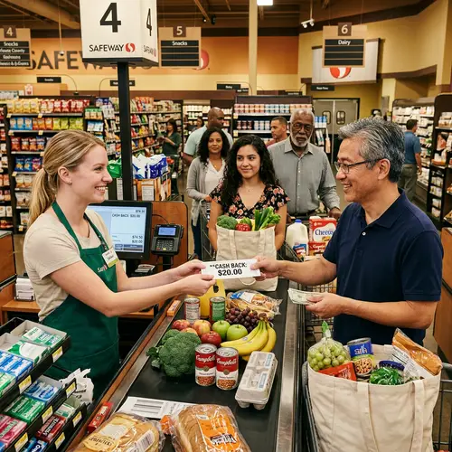 Get Cash Back at Grocery Checkout | Diverse Customer Scene