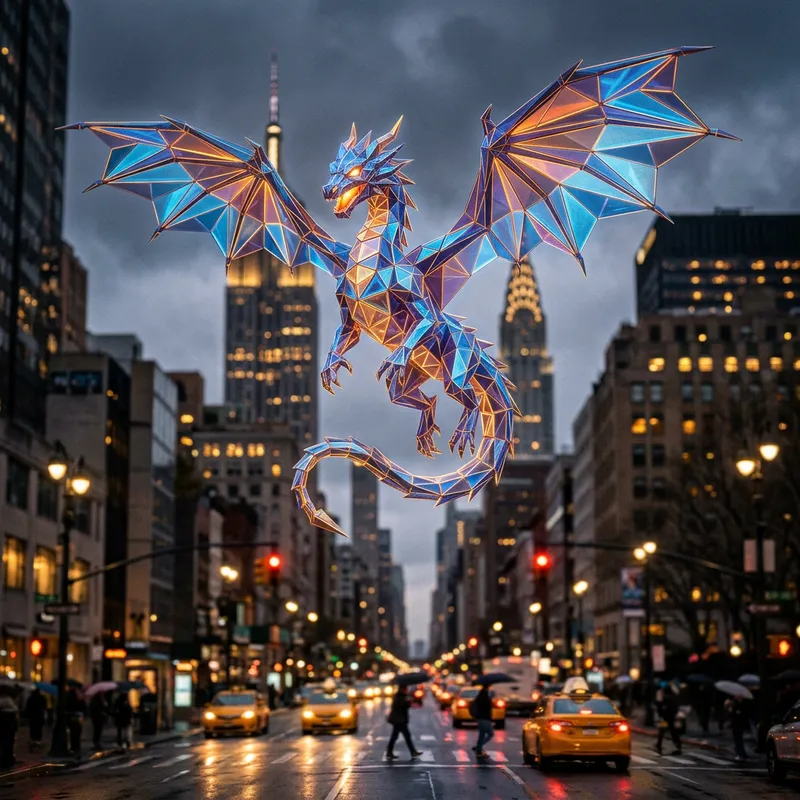 Polygonal Dragon in New York City Streets
