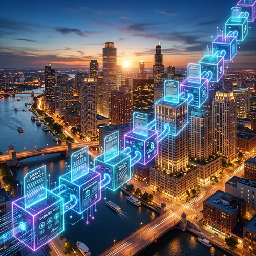 Blockchain Technology in Real Estate Management | City Skyline View