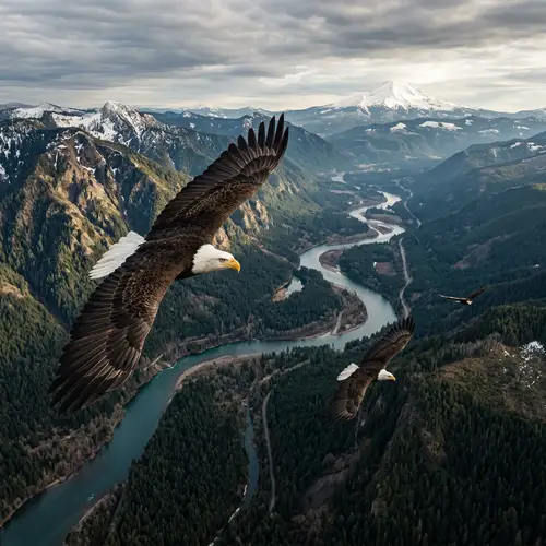 Majestic Bald Eagles in Pacific Northwest Wilderness