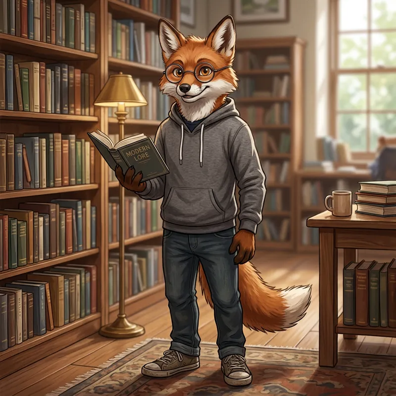 Furry with Rounded Glasses and Hoodie Look Furry with Rounded Glasses and Hoodie Look