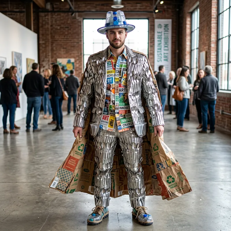 Homemade Male Costume from Recycled Materials - Sustainable Fashion