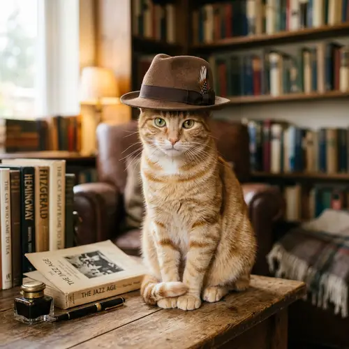Cat Wearing Fedora Hat - Stylish Feline Fashion