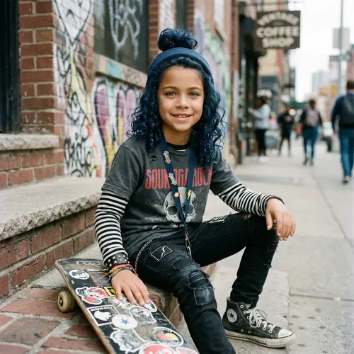 Stylish 7-Year-Old Boy with Unique Alt Fashion