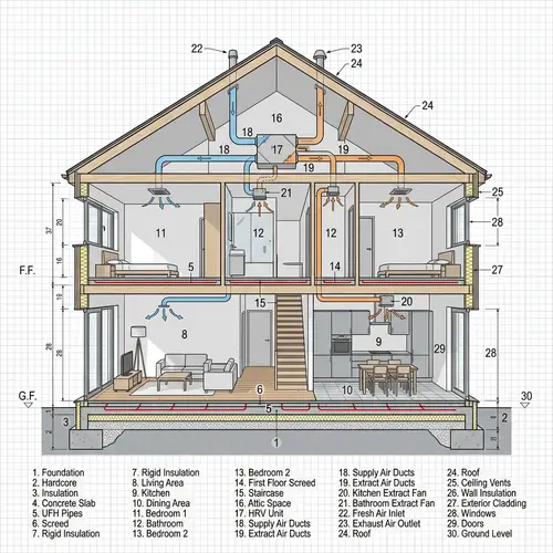 Modern Two-Story House Design with Efficient Heating