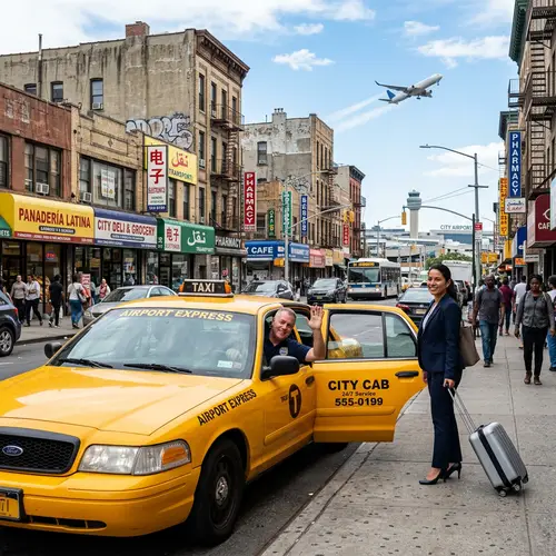 Convenient Daytime Taxi Service | Multicultural City Scene