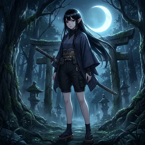 Mysterious Anime-Style Female Character from Folklore