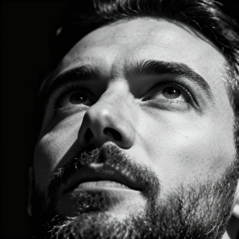 Intense Hyper-Realistic Black and White Portrait