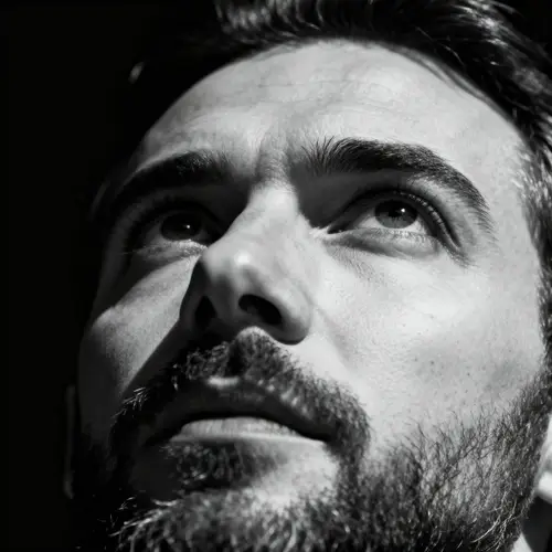 Intense Hyper-Realistic Black and White Portrait