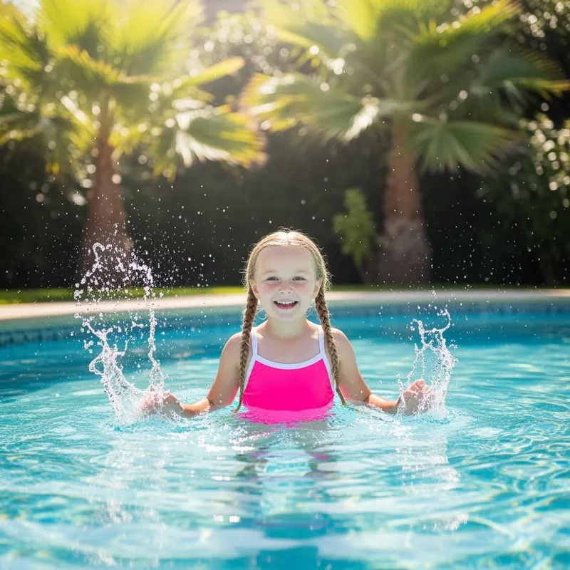 Girl in Swimsuit at the Pool