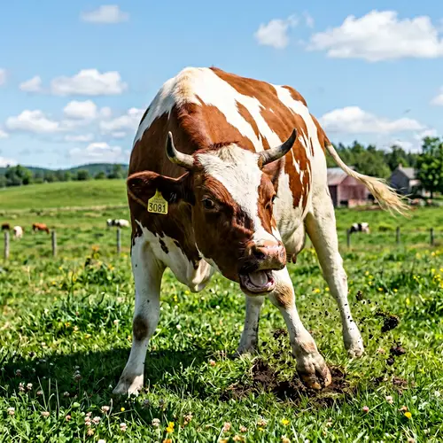 Angry Cow Displaying Signs of Aggression