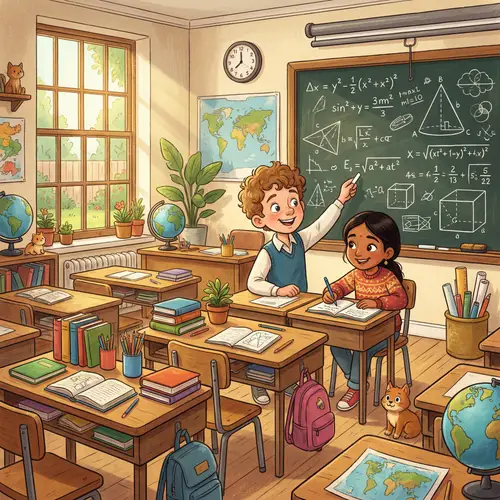 Cheerful Classroom Collaboration in Cartoon Style