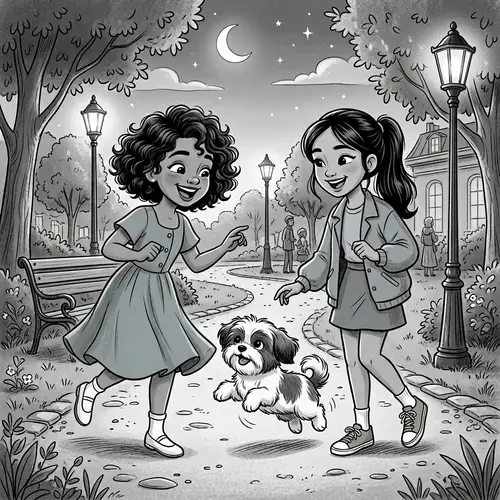 Adorable Shih Tzu Puppy in Vintage Cartoon Style