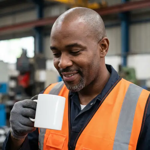 Professional Black Man in High-Vis Attire - Stock Photo