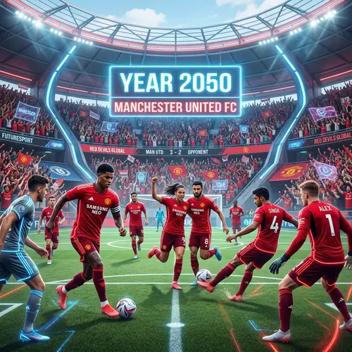 Futuristic Manchester United Team 2050 | Diverse Players on High-Tech Pitch