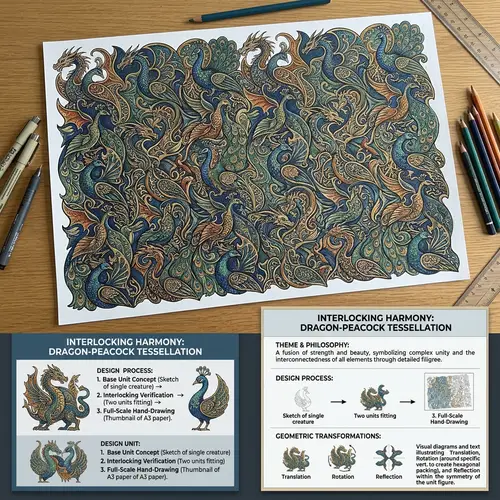 Intricately Designed Hand-Drawn Tessellation | Aesthetic & Complex Patterns