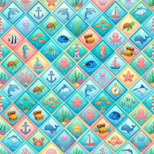 Ocean-Themed Wallpaper Design for Girl's Bedroom | Vibrant Sea Pattern