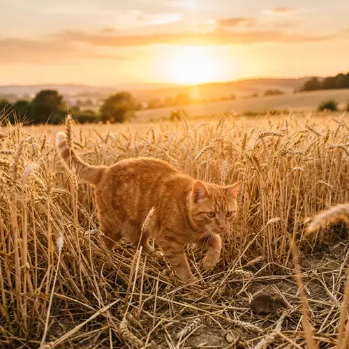 Red-Haired Cat in Wheat Field | Wildlife Photography