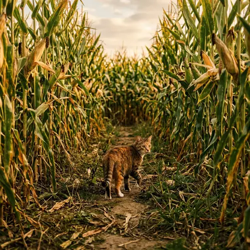 Cat in Cornfield | Beautiful Nature Scene