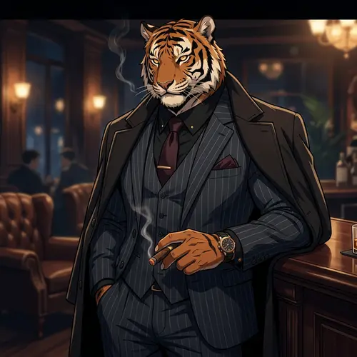 Elegant Mafia Tiger Anime Artwork
