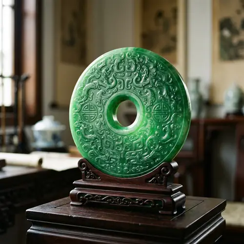 Exquisite Chinese Jade: Lustrous Green Artifact with Timeless Craftsmanship