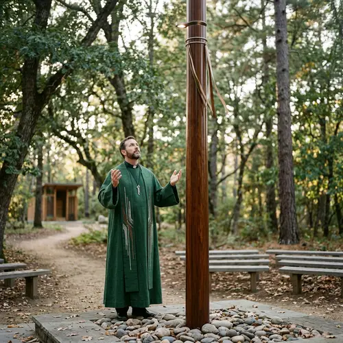 Modern-Day Priest Worshiping Pole | Photographic Art