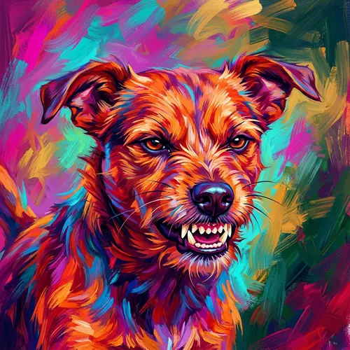 Vibrant Irate Dog Painting | Dynamic Brush Strokes