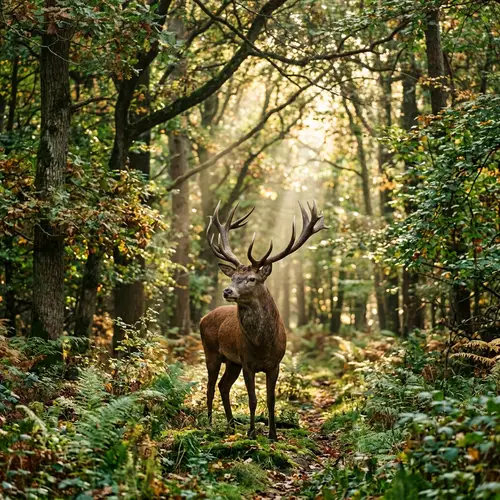 Lush Forest Imagery: Majestic Deer in Natural Setting