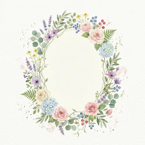 Oval Floral Frame Watercolor Art