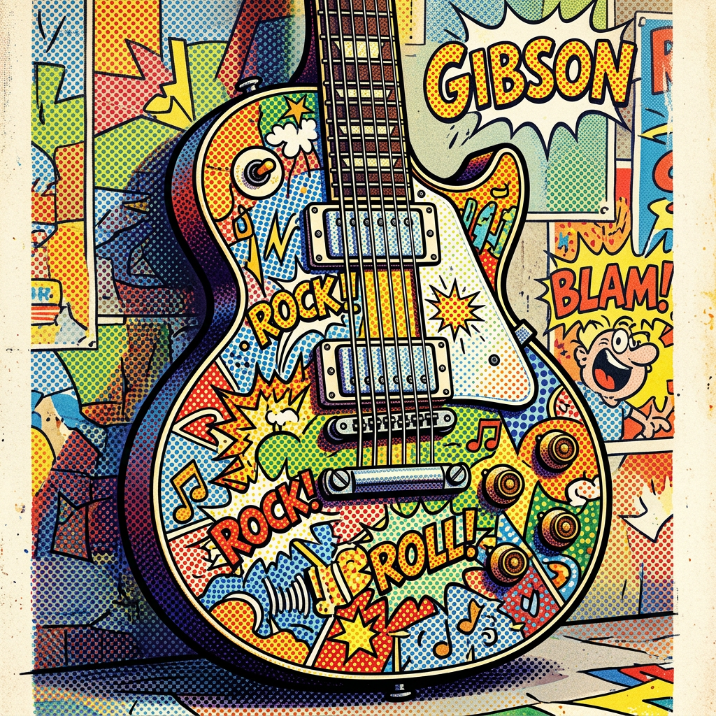 Pop Art Inspired Les Paul Guitar Design | AI Art Generator | Easy