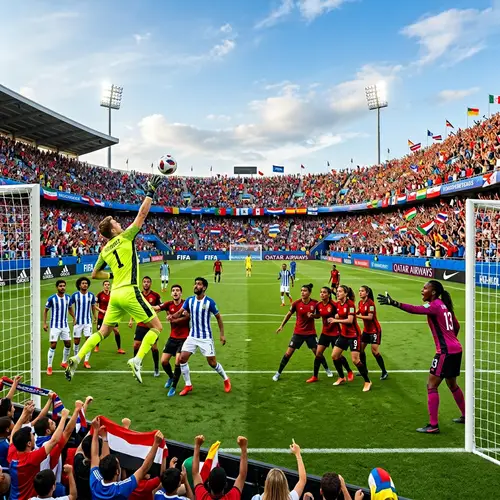 Thrilling Soccer Match with Diverse Players and Spectators