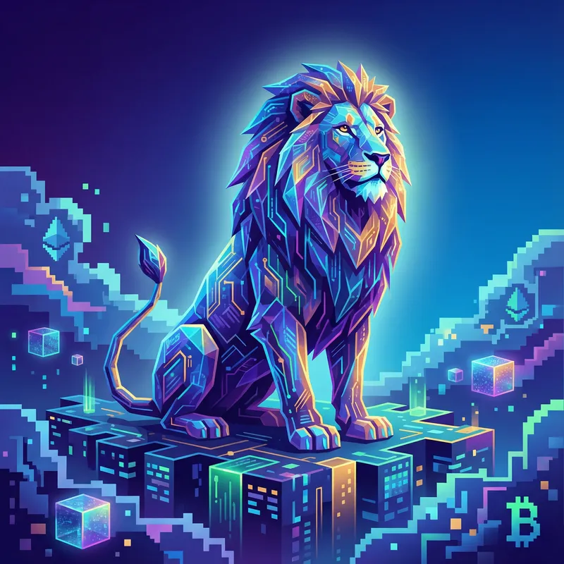 Majestic Lion NFT Art: Vibrant Digital Masterpiece