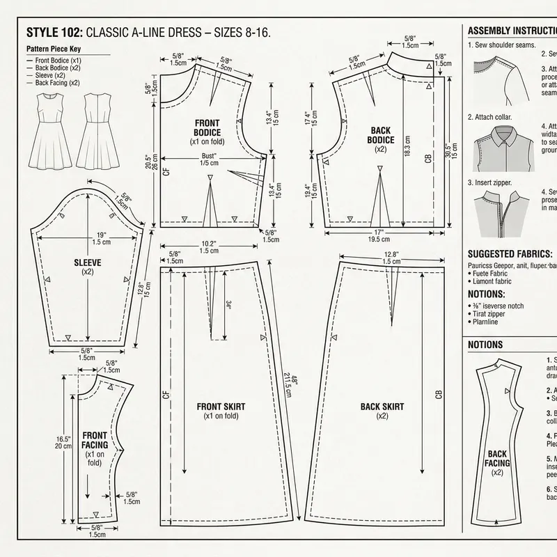 Professional Technical Sewing Pattern for Garment Making