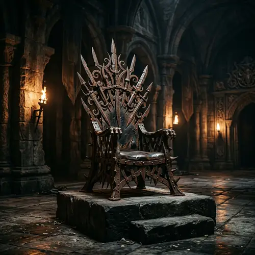 Enigmatic Iron Throne in Ancient Palace | Dramatic Stone Architecture