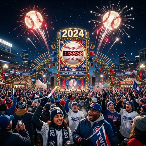 Festive Baseball New Year's Eve Countdown 2024
