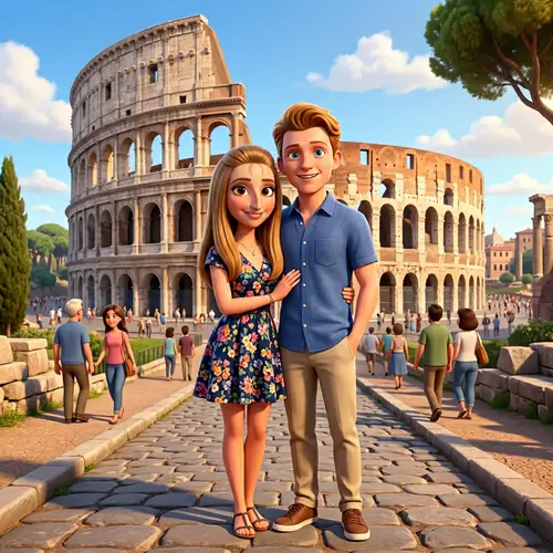 3D Cartoon Characters at Rome Colosseum | Animation Studio Inspired
