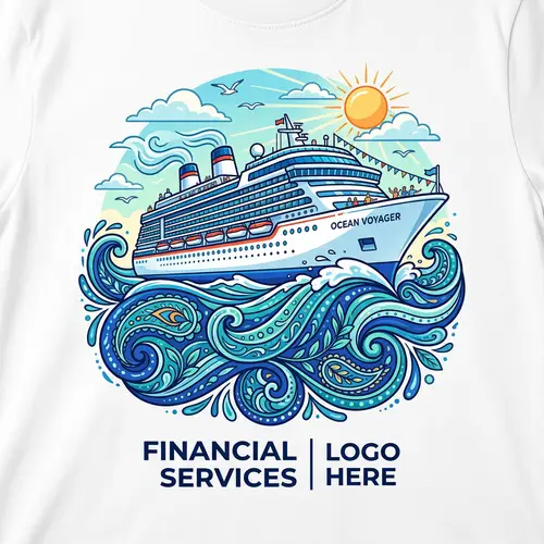 Cruise Ship Vector Illustration for Financial Services T-shirt Design